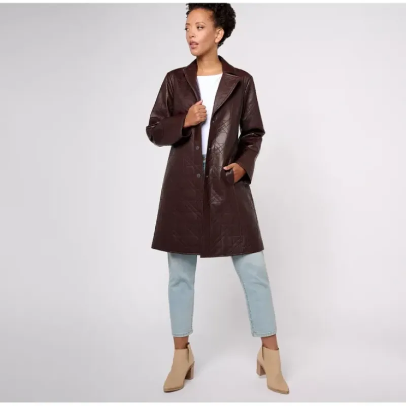Dennis Basso Quilted Faux Leather Coat - a world of fashionable women's clothing, including a wide selection of dresses and trendy accessories.> Clearance