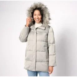 Dennis Basso Quilted Puffer Coat w/ Detachable Faux Fur Trim - a world of fashionable women's clothing, including a wide selection of dresses and trendy accessories.> Discount