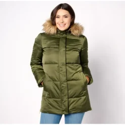 Dennis Basso Quilted Puffer Coat with Detachable Faux Fur Trim - a world of fashionable women's clothing, including a wide selection of dresses and trendy accessories.> Best Sale