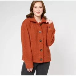 Encore by Idina Menzel Open Collar Relaxed Fit Sherpa Car Coat - a world of fashionable women's clothing, including a wide selection of dresses and trendy accessories.> Clearance