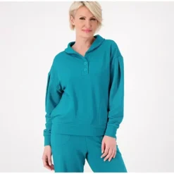 Fit 4 All by Carrie Wightman Shawl Collar Sweatshirt - a world of fashionable women's clothing, including a wide selection of dresses and trendy accessories.> Fashion