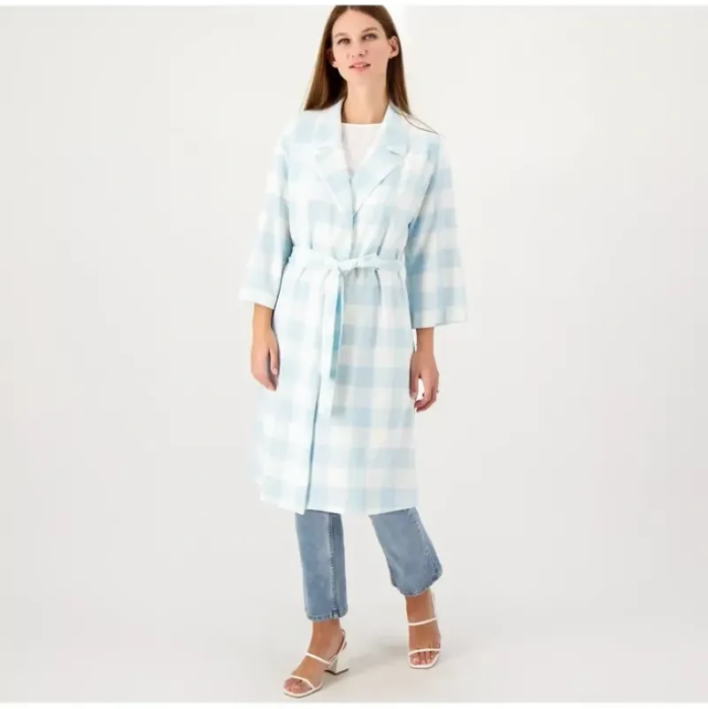 Girl With Curves Petite 3/4-Sleeve Wrap Coat with Tie Waist - a world of fashionable women's clothing, including a wide selection of dresses and trendy accessories.> Online