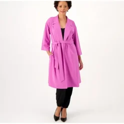 Girl With Curves Regular 3/4-Sleeve Wrap Coat with Tie Waist - a world of fashionable women's clothing, including a wide selection of dresses and trendy accessories.> Best Sale
