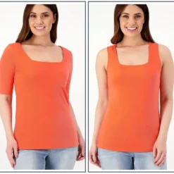 Girl With Curves Square Neck Knit Top and Tank Set - a world of fashionable women's clothing, including a wide selection of dresses and trendy accessories.< Shop All