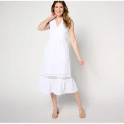Isaac Mizrahi Live! Petite Bridgehampton Gauze Sleevless Dress - a world of fashionable women's clothing, including a wide selection of dresses and trendy accessories.< Dresses