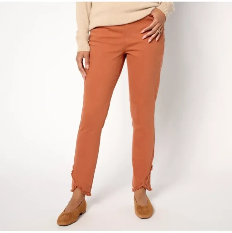 Isaac Mizrahi Live! Regular Knit Denim Slim Leg Ankle Jeans - a world of fashionable women's clothing, including a wide selection of dresses and trendy accessories.> Cheap