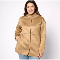 Isaac Mizrahi Live! Reversible Faux Shearling Coat - a world of fashionable women's clothing, including a wide selection of dresses and trendy accessories.> Hot