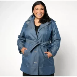 Isaac Mizrahi Live! Trench Coat w/ Printed Lining and Hood - a world of fashionable women's clothing, including a wide selection of dresses and trendy accessories.> Discount