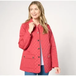Joan Rivers Quilted Barn Coat with Plaid Lining - a world of fashionable women's clothing, including a wide selection of dresses and trendy accessories.> Clearance