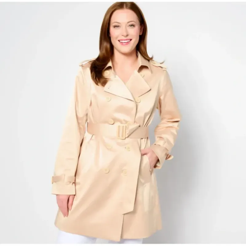 Joan Rivers Red Carpet Button Front Trench Coat - a world of fashionable women's clothing, including a wide selection of dresses and trendy accessories.> Best Sale