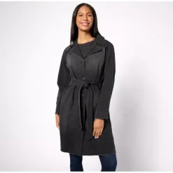 LOGO by Lori Goldstein Denim Belted Trench Coat - a world of fashionable women's clothing, including a wide selection of dresses and trendy accessories.> New