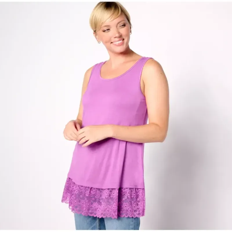 LOGO Layers by Lori Goldstein Knit Tank Top with Lace Hem - a world of fashionable women's clothing, including a wide selection of dresses and trendy accessories.> Flash Sale