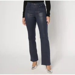 nicole by Nicole Miller Regular Coated Soho Boot-Cut Jeans - Navy - a world of fashionable women's clothing, including a wide selection of dresses and trendy accessories.> Best Sale