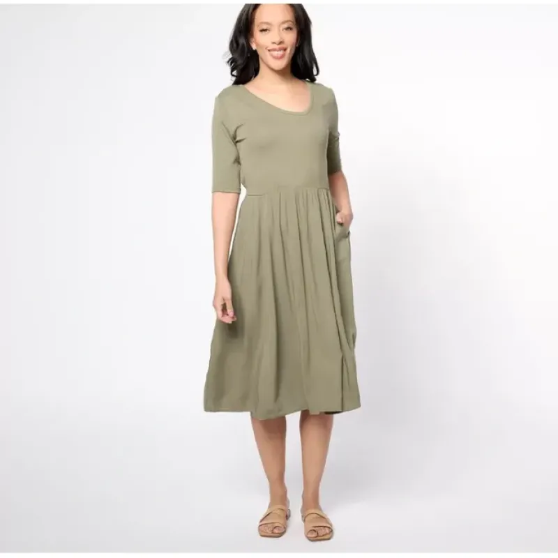 Peace Love World Regular Knit to Woven Henley Dress - a world of fashionable women's clothing, including a wide selection of dresses and trendy accessories.< Dresses