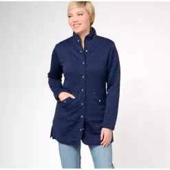 Sport Savvy Petite Quilted Knit Car Coat w/ Printed Lining - a world of fashionable women's clothing, including a wide selection of dresses and trendy accessories.> Discount