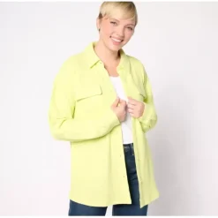 Spring Waffle Knit Shirt Jacket - a world of fashionable women's clothing, including a wide selection of dresses and trendy accessories.< Fashion