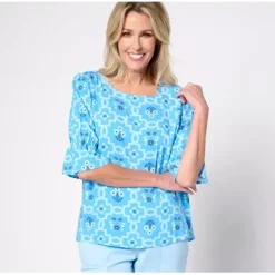 Square Neckline Printed Ruffle Sleeve Blouse - a world of fashionable women's clothing, including a wide selection of dresses and trendy accessories.< Fashion