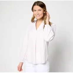 Striped Shirt with Blouson Sleeve - a world of fashionable women's clothing, including a wide selection of dresses and trendy accessories.< Fashion