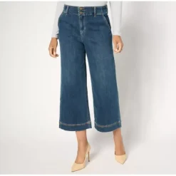 Studio Park x Ali Carr Petite Denim Wide-Leg High-Waist Pant - a world of fashionable women's clothing, including a wide selection of dresses and trendy accessories.< Fashion