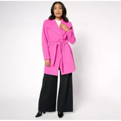Studio Park x Amy Stran Brushed Double Knit Wrap Coat - a world of fashionable women's clothing, including a wide selection of dresses and trendy accessories.> New