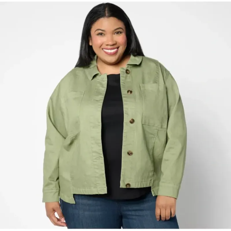 Studio Park X Amy Stran Denim Utility Jacket- Color - a world of fashionable women's clothing, including a wide selection of dresses and trendy accessories.< Fashion
