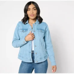 Susan Graver Denim Jacket with Printed Lining - a world of fashionable women's clothing, including a wide selection of dresses and trendy accessories.< Fashion