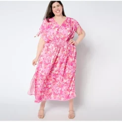 Susan Graver Passport Regular Woven Maxi Dress with Beaded Trim - a world of fashionable women's clothing, including a wide selection of dresses and trendy accessories.< Dresses