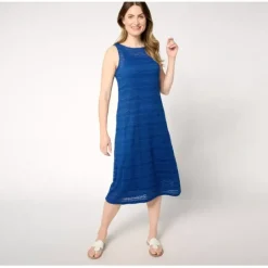 Susan Graver Passport Reg Knit Crochet Lace Midi Dress with Cami Slip - a world of fashionable women's clothing, including a wide selection of dresses and trendy accessories.< Dresses