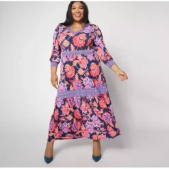 Susan Graver Passport Regular Printed Liquid Knit Maxi Dress - a world of fashionable women's clothing, including a wide selection of dresses and trendy accessories.< Dresses