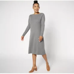 Susan Graver Petite Bateau Neck Sweater Dress - a world of fashionable women's clothing, including a wide selection of dresses and trendy accessories.< Dresses