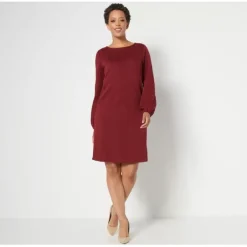 Susan Graver Petite Cable Sweater Knit Bateau Neck Dress - a world of fashionable women's clothing, including a wide selection of dresses and trendy accessories.< Dresses