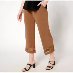 Susan Graver Petite Liquid Knit Wide Leg Crop Pants w/ Mesh - a world of fashionable women's clothing, including a wide selection of dresses and trendy accessories.> Flash Sale