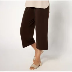 Susan Graver Petite Liquid Knit Wide Leg Capri Pants - a world of fashionable women's clothing, including a wide selection of dresses and trendy accessories.< Dresses