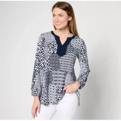 Susan Graver Petite Liquid Knit Split-Neck Tunico - a world of fashionable women's clothing, including a wide selection of dresses and trendy accessories.< Dresses