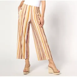 Susan Graver Petite Printed Liquid Knit Wide Leg Crop Pant - a world of fashionable women's clothing, including a wide selection of dresses and trendy accessories.< Fashion