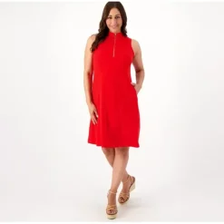 Susan Graver Petite Print or Solid Liquid Knit Sleeveless A-Line Dress - a world of fashionable women's clothing, including a wide selection of dresses and trendy accessories.< Dresses
