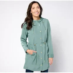 Susan Graver Petite Water Resistant Anorak Jacket with Hood - a world of fashionable women's clothing, including a wide selection of dresses and trendy accessories.> New
