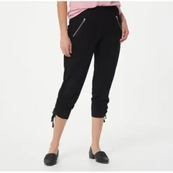 Susan Graver Petite Weekend Crop Pants w Ruching Detail - a world of fashionable women's clothing, including a wide selection of dresses and trendy accessories.< Dresses