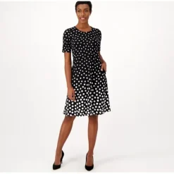 Susan Graver Printed Regular Liquid Knit Fit and Flare Dress - a world of fashionable women's clothing, including a wide selection of dresses and trendy accessories.< Dresses