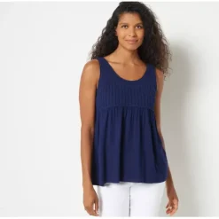 Susan Graver Pure Knit Jersey Crochet Tunic Tank - a world of fashionable women's clothing, including a wide selection of dresses and trendy accessories.< Fashion