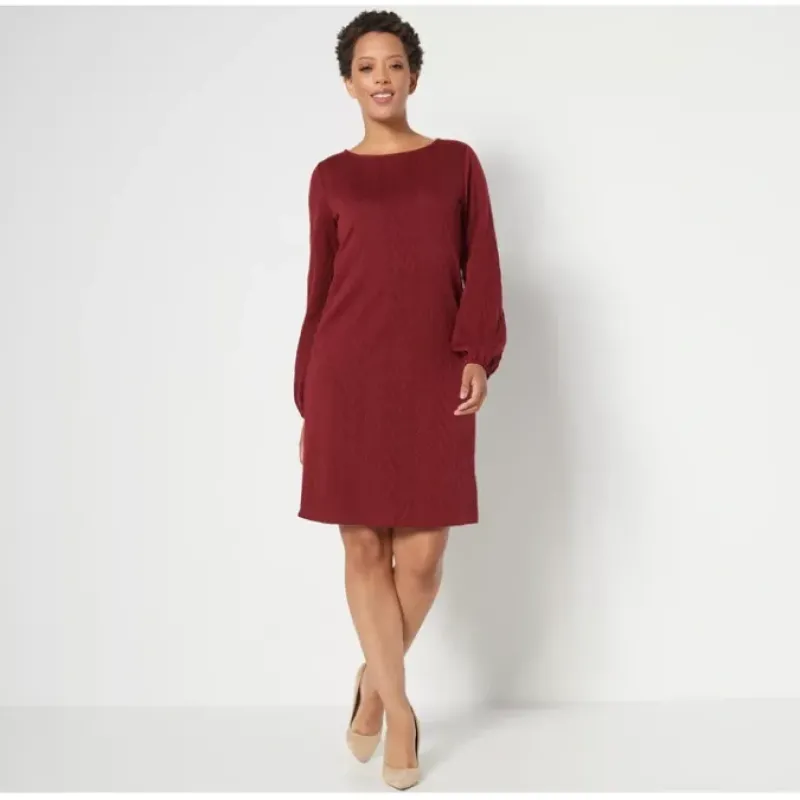 Susan Graver Regular Cable Sweater Knit Bateau Neck Dress - a world of fashionable women's clothing, including a wide selection of dresses and trendy accessories.< Dresses