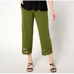 Susan Graver Regular Liquid Knit Wide Leg Crop Pants with Mesh Insert - a world of fashionable women's clothing, including a wide selection of dresses and trendy accessories.< Dresses