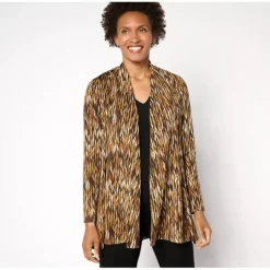 Susan Graver Regular Printed Novelty Knit Long Sleeve Cardigan - a world of fashionable women's clothing, including a wide selection of dresses and trendy accessories.> Sale