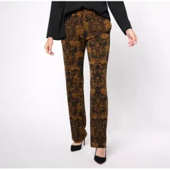 Susan Graver Regular Printed Liquid Knit Sofia Straight Pants - a world of fashionable women's clothing, including a wide selection of dresses and trendy accessories.< Fashion