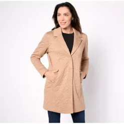Susan Graver Regular Quilted Knit Notch Collar Fully Lined Jacket - a world of fashionable women's clothing, including a wide selection of dresses and trendy accessories.> Best