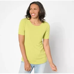 Susan Graver Sleek Essentials Liquid Knit Top - a world of fashionable women's clothing, including a wide selection of dresses and trendy accessories.< Dresses