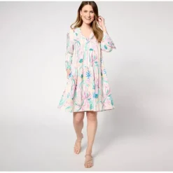 Susan Graver Soleil Printed Popover Tiered Dress - a world of fashionable women's clothing, including a wide selection of dresses and trendy accessories.< Dresses