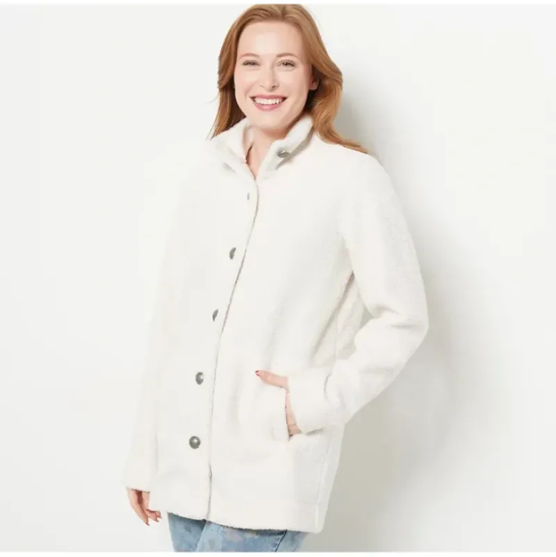 Susan Graver Weekend Knit Boucle Button-Front Jacket - a world of fashionable women's clothing, including a wide selection of dresses and trendy accessories.> Cheap