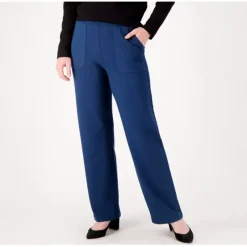 Susan Graver Weekend Petite Heather Brushed Knit Wide Leg Pants - a world of fashionable women's clothing, including a wide selection of dresses and trendy accessories.< Fashion