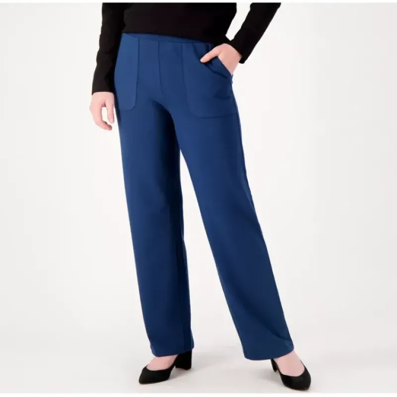 Susan Graver Weekend Petite Heather Brushed Knit Wide Leg Pants - a world of fashionable women's clothing, including a wide selection of dresses and trendy accessories.< Fashion